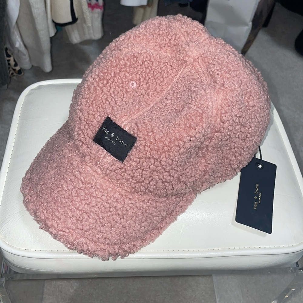 NWT rag & bone pink Sherpa cap